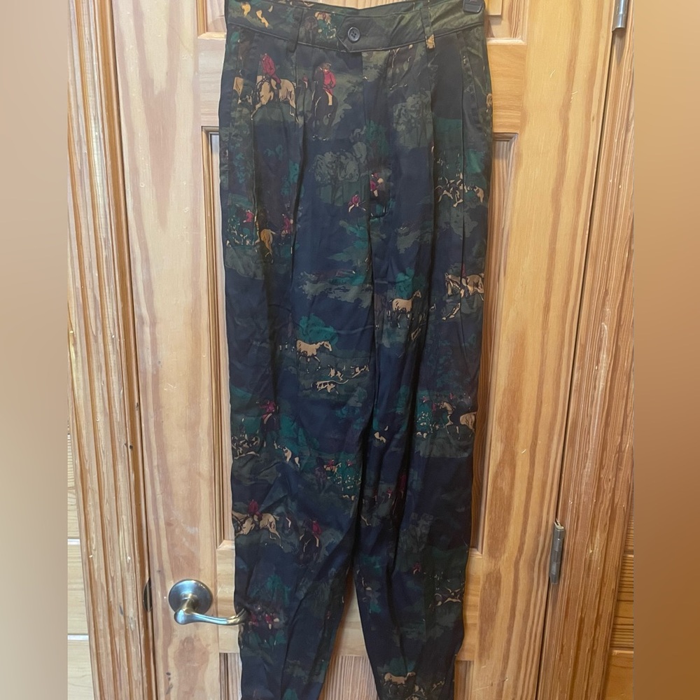 traditional trading co. Vintage womens Pleated Equestrian Print Pants Size 2